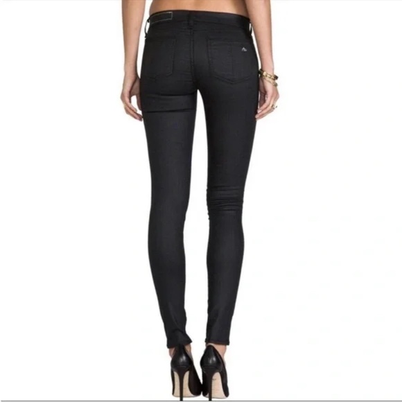 rag & bone/Jean Leggings in Shoreditch Black Coated Skinny Jeans size 24 - Picture 3 of 8